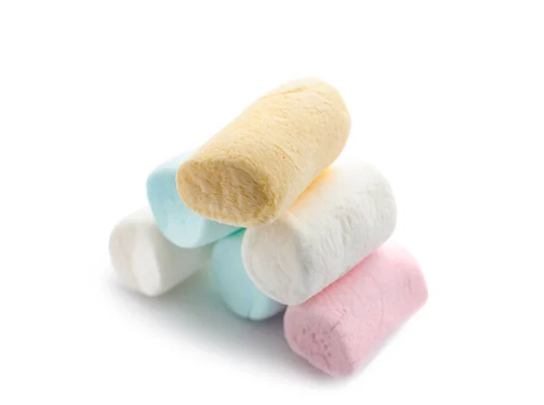 Színes Marshmallows Fehér Háttér — Stock Fotó