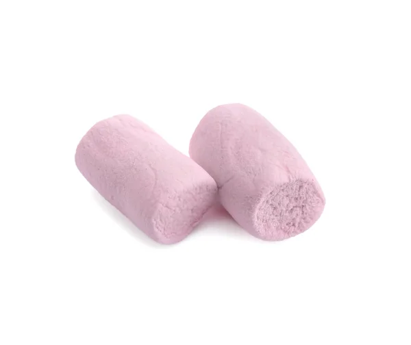 Rosa Marshmallows Fundo Branco — Fotografia de Stock