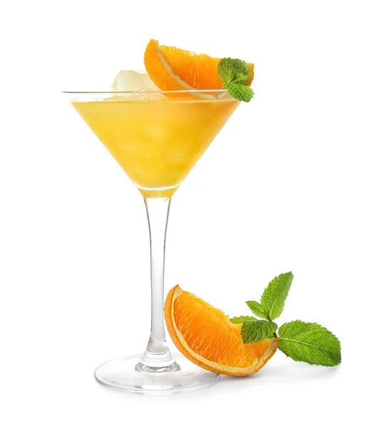 Vaso Sabrosa Margarita Naranja Sobre Fondo Blanco — Foto de Stock