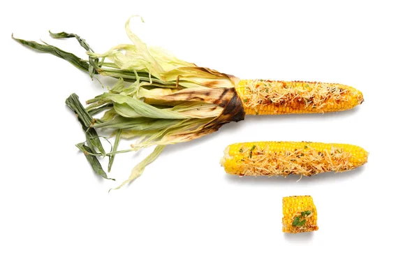 Delicious Elote Mexican Street Corn White Background — Stock Photo, Image