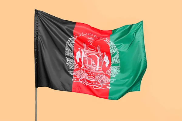 Bandeira Nacional Afeganistão Fundo Bege — Fotografia de Stock