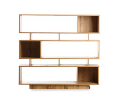 Beyaz arkaplanda boş kitaplık