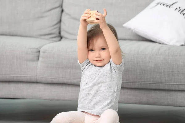 Cute Baby Girl Playing Home — Stock Photo, Image