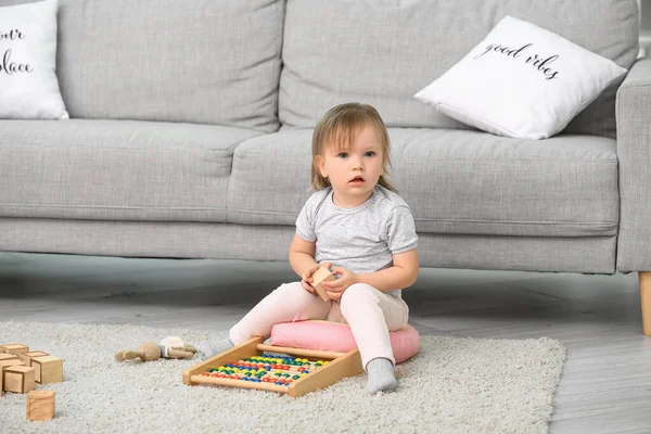 Cute Baby Girl Playing Home — Stock Photo, Image