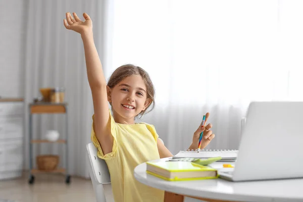 Little Girl Doing Lessons Home — Stock Photo, Image