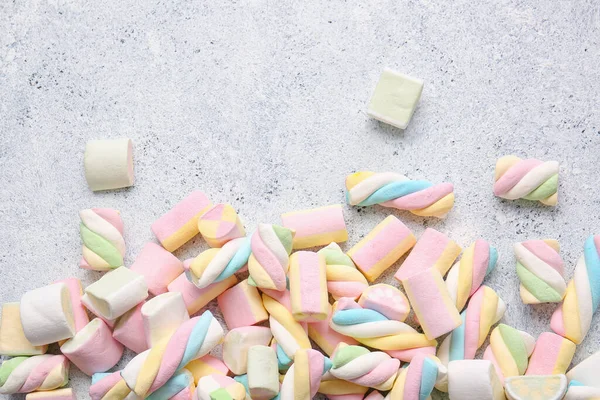 Different Yummy Marshmallows Light Background — Stock Photo, Image