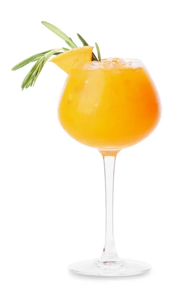 Glas Heerlijke Meloen Cocktail Witte Achtergrond — Stockfoto