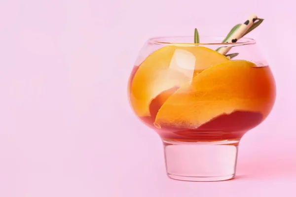 Glas Lekkere Meloen Cocktail Roze Achtergrond — Stockfoto