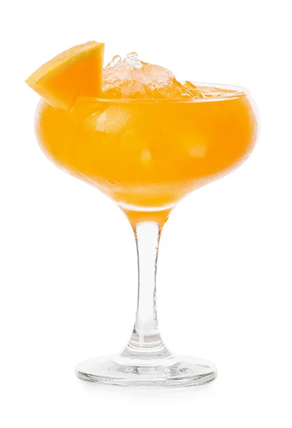 Glas Med Kall Melon Cocktail Vit Bakgrund — Stockfoto