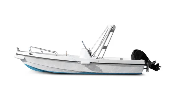Сучасний Моторний Човен Білому Тлі — стокове фото