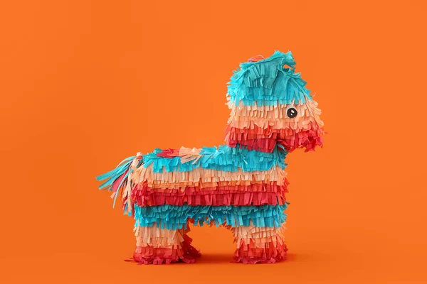 Mexikanska Pinata Form Häst Orange Bakgrund — Stockfoto