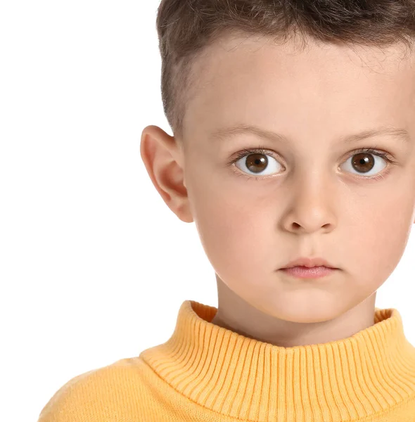 Портрет Милий Маленький Хлопчик Білому Тлі — стокове фото