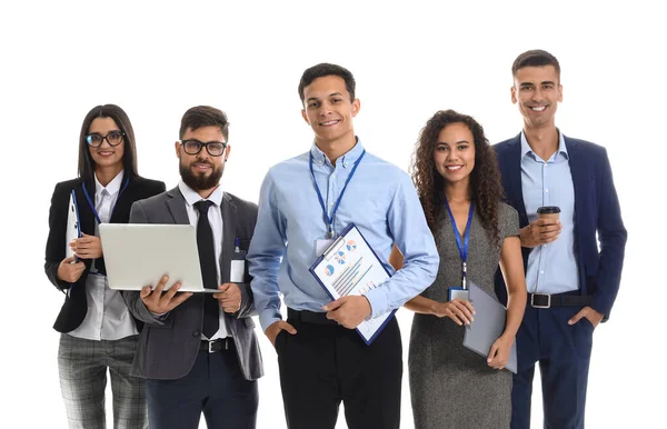 Team Van Jonge Zakenmensen Witte Achtergrond — Stockfoto