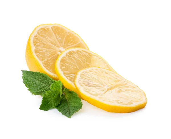 白を基調としたミントの葉とフレッシュレモン — ストック写真