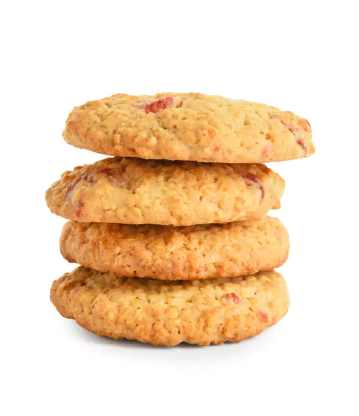 Stack Tasty Cranberry Cookies White Background — Stock Photo, Image