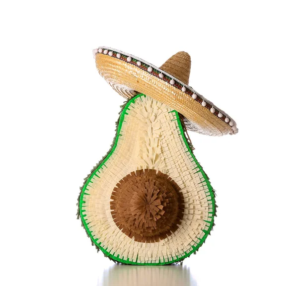 Chapéu Sombrero Pinata Mexicana Sobre Fundo Branco — Fotografia de Stock