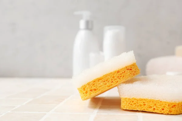 Bath Sponges Bath Supplies Light Bathroom — Stock Photo, Image