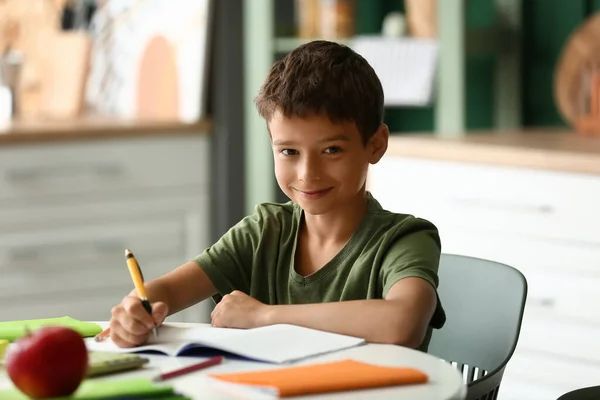 Little Boy Doing Homework Room — Stock Photo, Image