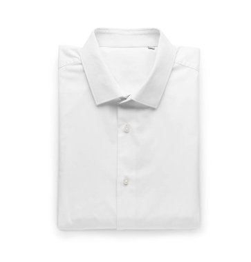 Beyaz arkaplanda izole edilmiş katlanmış yakalı gömlek