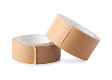 Beyaz arka planda kahverengi maskeleme bantları