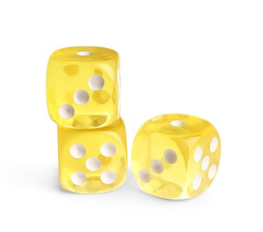 Beyaz arkaplanda sarı zarlar