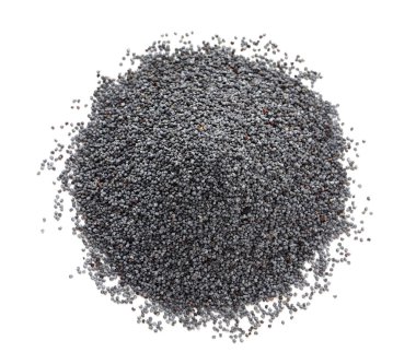 Beyaz üzerinde izole haşhaş tohumu yığını