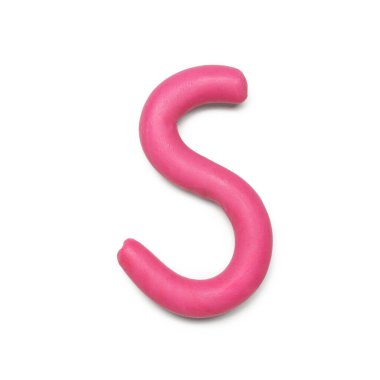 Beyaz arkaplanda plastikten yapılmış S harfi