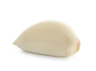 Beyaz arka plan üzerinde diş taze sarımsak