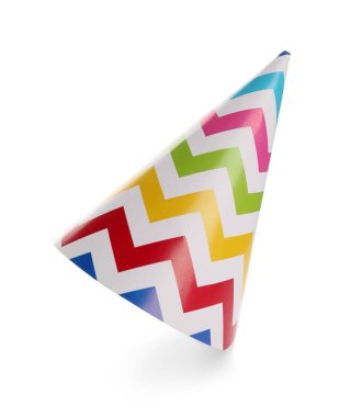 Beyaz arkaplanda koni partisi şapkası