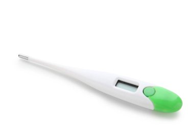 Beyaz arkaplanda elektronik termometre