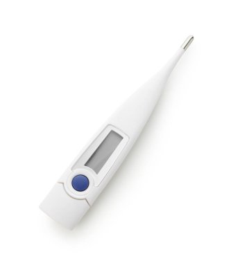 Beyaz zemin üzerinde modern elektronik termometre