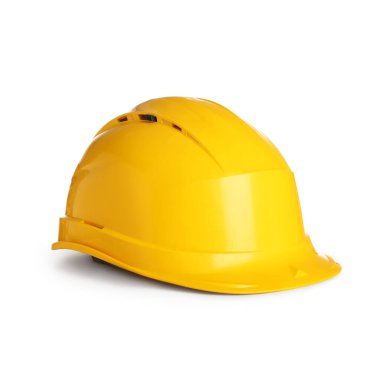 Beyaz arka plan üzerinde izole sarı kask
