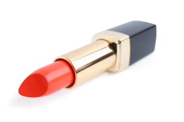 Beyaz arka planda güzel turuncu ruj.