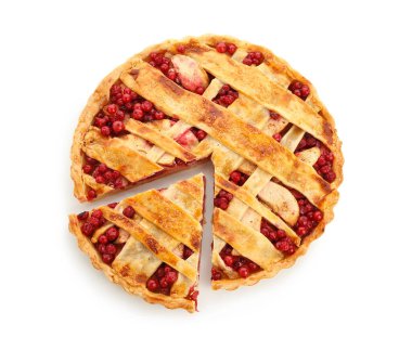 Beyaz arka planda yaban mersinli turta kes. Noel kutlaması