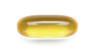 Beyaz arkaplanda E vitamini kapsülü