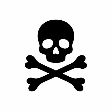 Kafatası ve çapraz kemikler beyaz arka planda zehrin sembolü olarak