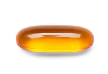 Beyaz arkaplanda E vitamini kapsülü