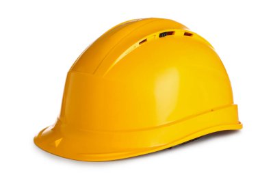 Beyaz arka plan üzerinde izole sarı kask