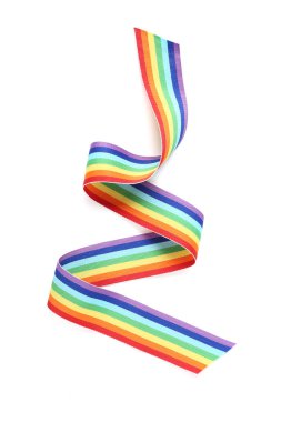 Beyaz arka planda gökkuşağı kurdelesi. LGBT kavramı