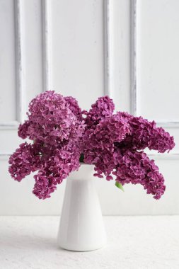 Beyaz arka planda çiçek açan vazo