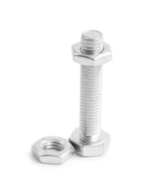 Beyaz arka planda fındıklı musluk cıvatası