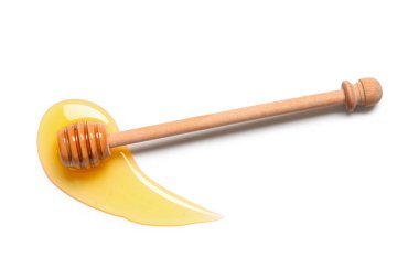 Tatlı bal ve dipper beyaz arka planda izole