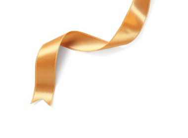 Beyaz arkaplanda parlak altın kurdele