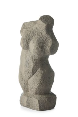 Beyaz arka planda kafası olmayan kadın vücudu şeklinde figür.