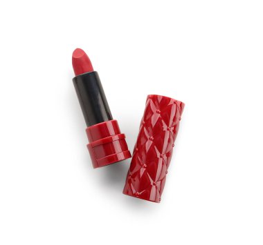 parlak kırmızı ruj beyaz zemin üzerine