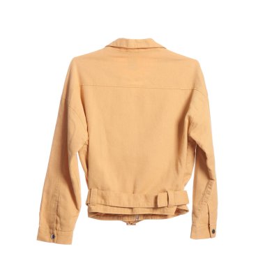 Beyaz arka planda turuncu kot ceketli askı