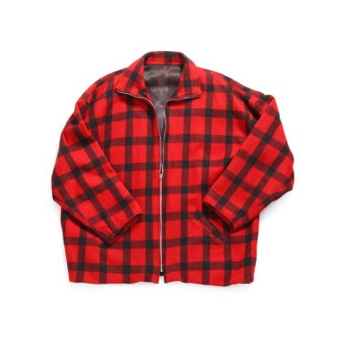 Beyaz arkaplanda izole edilmiş kırmızı kareli ceket