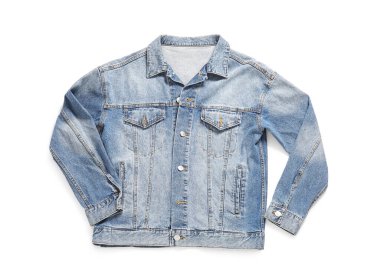 beyaz arka planda izole şık kot ceket