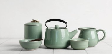 yeşil çay, beyaz arka plan ayarla녹차 흰색 배경 설정