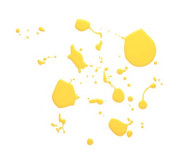 Beyaz arkaplanda sarı boya damlaları